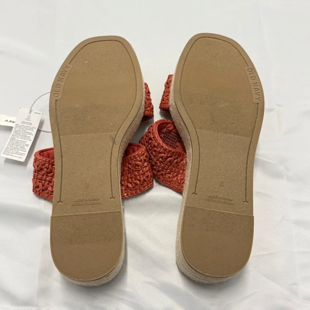 Old Navy Womens Gingerspice Two Band Espadrille Platform Slide Sandals Size 8